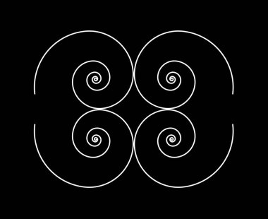 Eşit Spiral Süsleme Çizgileri Siyah ve Beyaz Renkli Soyut Tasarım Doku Vektör Çizimi