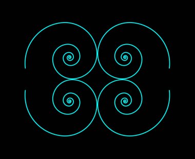 Eşit Spiral Süsleme Çizgileri Cyan Renk Soyut Tasarım Doku Vektör Çizimi