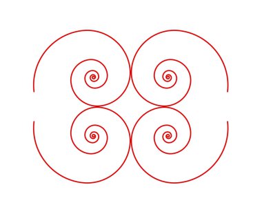 Eşit Spiral Süsleme Şablonu Kırmızı Renk Soyut Tasarım Doku Vektör Resimleri