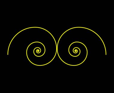 Eşit Spiral Desenli Çizgiler Sarı Renkli Soyut Tasarım Dinamik Doku Vektör Çizimi