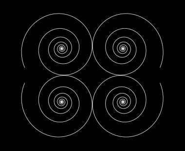 Eşit Spiral Çizgiler Şablon Siyah ve Beyaz Renk Soyut Tasarım Doku Vektörü İllüstrasyonu