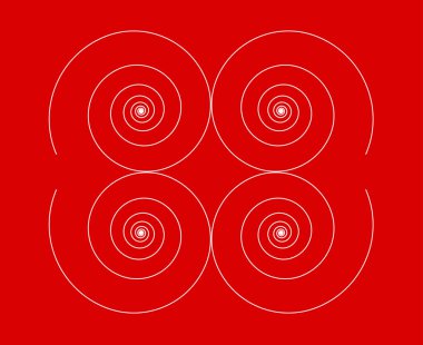 Eşit Spiral Çizgiler Şablon Kırmızı Soyut Tasarım Doku Vektörü İllüstrasyonu