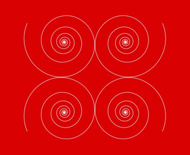 Eşit Spiral Çizgiler Şablon Kırmızı Soyut Tasarım Doku Vektör Resimleri