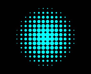 YarıTonlama Çemberi Deseni Cyan Renk Soyut Tasarım Vektörü İllüstrasyonu