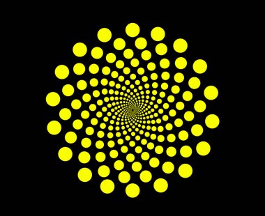 Spiral Dairesel Noktalar Şablon Sarı Renk Soyut Tasarım Vektör İllüstrasyonu