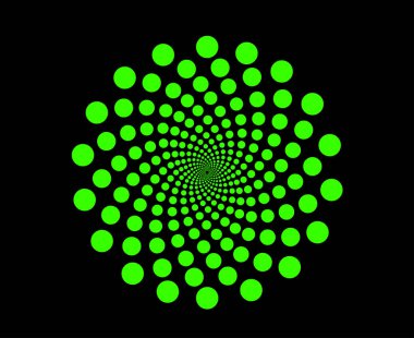 Spiral Dairesel Noktalar Şablon Yeşil Renk Soyut Tasarım Vektörü İllüstrasyonu