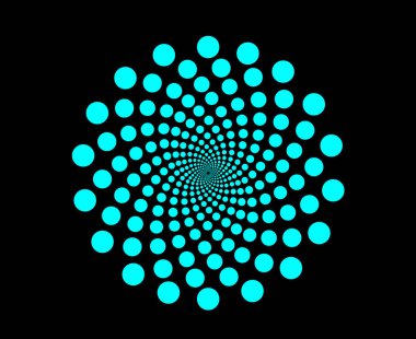 Spiral Dairesel Noktalar Desen Cyan Renk Soyut Tasarım Vektörü İllüstrasyonu