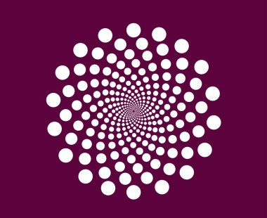 Spiral Dairesel Noktalar Mor Soyut Tasarım Vektör Çizimi