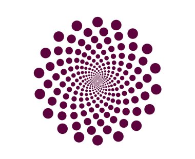 Spiral Dairesel Noktalar Mor Renk Soyut Tasarım Vektörü İllüstrasyonu