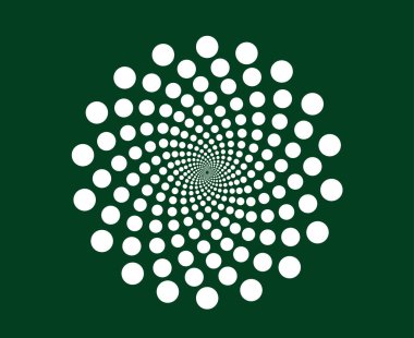 Spiral Dairesel Noktalar Desen Yeşil Soyut Tasarım Vektör Çizimi
