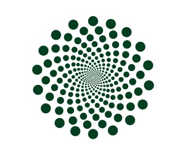 Spiral Dairesel Noktalar Şablon Yeşil Renk Soyut Tasarım Vektörü İllüstrasyonu