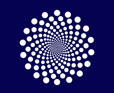 Spiral Dairesel Noktalar Şablon Mavi Soyut Tasarım Vektör Çizimi