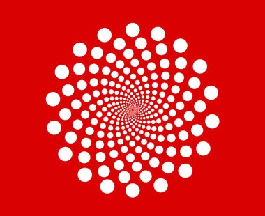 Spiral Dairesel Noktalar Şablon Kırmızı Soyut Tasarım Vektör Çizimi