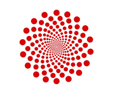 Spiral Dairesel Noktalar Şablon Kırmızı Renk Soyut Tasarım Vektörü İllüstrasyonu