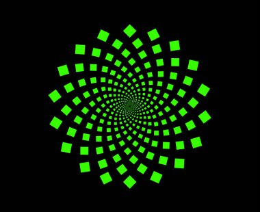 Spiral Dairesel Kare Desen Yeşil Renk Soyut Tasarım Vektörü ResimleriComment