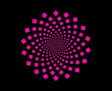 Spiral Dairesel Kare Modeli Pembe Renk Soyut Tasarım Vektörü İllüstrasyonu