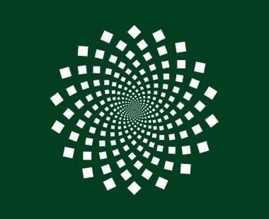 Spiral Dairesel Kare Desen Yeşil Soyut Tasarım Vektörü ResimleriComment
