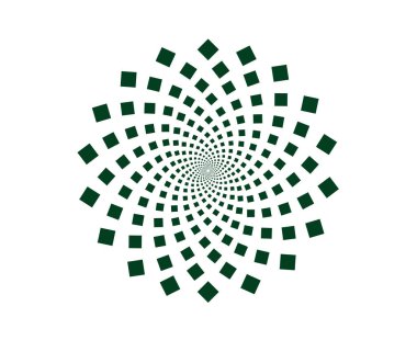 Spiral Dairesel Kare Desen Yeşil Renk Soyut Tasarım Vektörü ResimleriComment