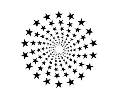 Spiral Dairesel Yıldızlar Desen Siyah Renk Soyut Tasarım Vektörü ResimleriComment