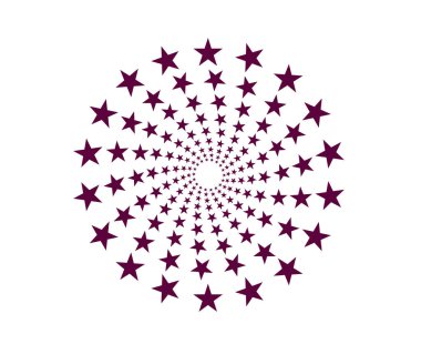 Spiral Dairesel Yıldızlar Mor Renk Soyut Tasarım Vektörü İllüstrasyonu