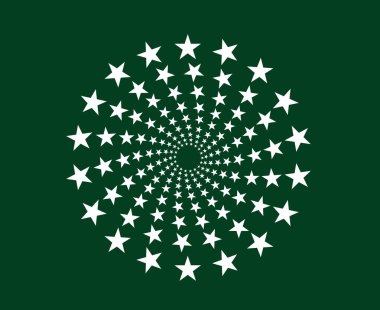 Spiral Dairesel Yıldızlar Desen Yeşil Soyut Tasarım Vektör Resimleri