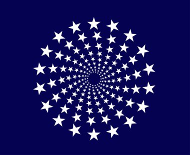 Spiral Dairesel Yıldızlar Desen Mavi Soyut Tasarım Vektör Resimleri