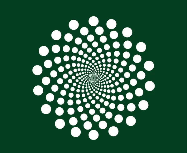 Spiral Dairesel Noktalar Desen Yeşil Soyut Tasarım Vektör Çizimi