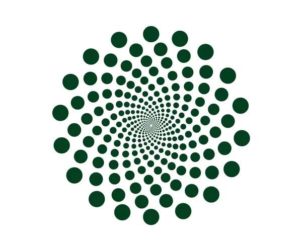 Spiral Dairesel Noktalar Şablon Yeşil Renk Soyut Tasarım Vektörü İllüstrasyonu