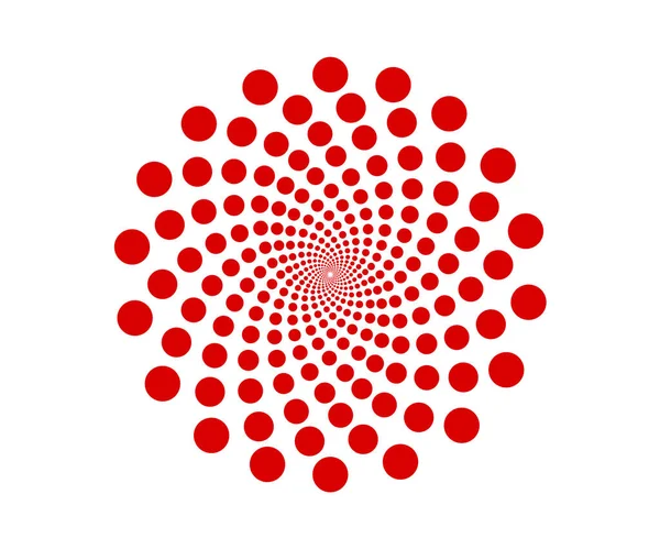 Spiral Dairesel Noktalar Şablon Kırmızı Renk Soyut Tasarım Vektörü İllüstrasyonu
