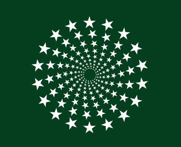 Spiral Dairesel Yıldızlar Desen Yeşil Soyut Tasarım Vektör Resimleri