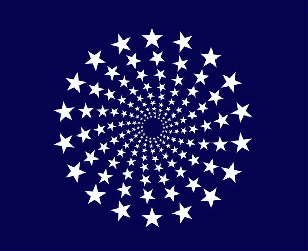 Spiral Dairesel Yıldızlar Desen Mavi Soyut Tasarım Vektör Resimleri