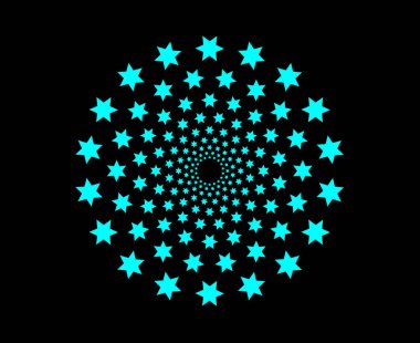 Yıldız Desenli Spiral Süsleme Cyan Renk Dokusunu Soyut Tasarım Vektörü İllüstrasyonu