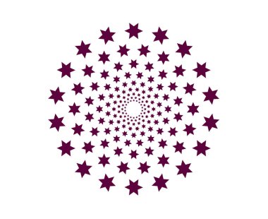 Yıldız Desenli Spiral Süsleme Mor Renk Dokusunu Soyut Tasarım Vektörü Çizimi