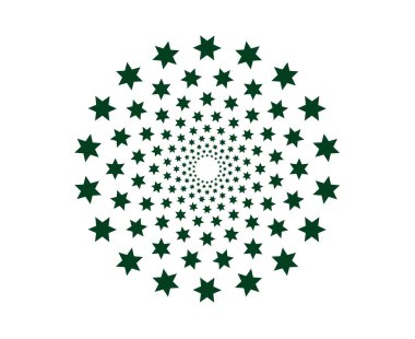 Yıldız desenli spiral süsleme yeşil renk desen soyut tasarım vektör çizimi