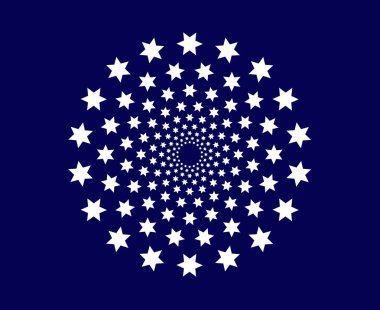 Yıldız desenli spiral süsleme mavi desen soyut tasarım vektör çizimi