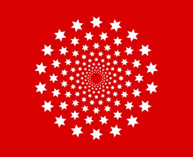 Yıldız desenli spiral süsleme kırmızı desen soyut tasarım vektör çizimi