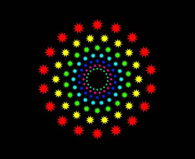 Yıldız Desenli Spiral Doku Çok Renkli Soyut Tasarım Vektörü İllüstrasyonu