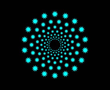 Yıldız Desenli Spiral Doku Cyan Renk Soyut Tasarım Vektörü İllüstrasyonu