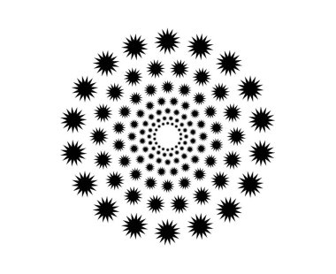 Yıldız Desenli Sarmal Siyah Renkli Soyut Tasarım Vektörü İllüstrasyonu