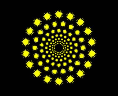 Yıldız Desenli Sarmal Dairesel Renk Soyut Tasarım Vektörü İllüstrasyonu