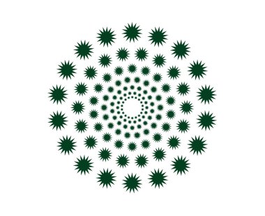 Dairesel Düzenleme Spiral Desen Yeşil Renk Soyut Tasarım Vektörü İllüstrasyonu