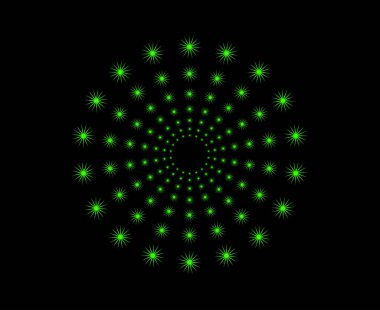 Dairesel Düzenleme Şekilleri Keskin Sarmal Desen Yeşil Renk Soyut Tasarım Vektör Resimlemesi