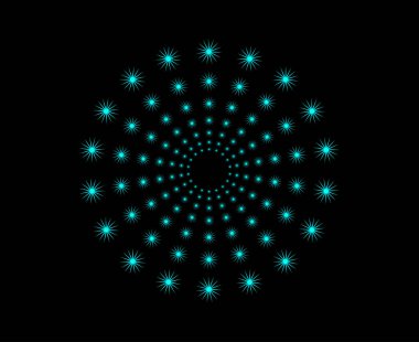 Dairesel Düzenleme Şekilleri Keskin Spiral Desen Cyan Renk Soyut Tasarım Vektörü Resimleri