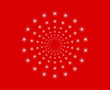 Dairesel Düzenleme Şekilleri Keskin Sarmal Şablon Kırmızı Renk Soyut Tasarım Vektör Resimlemesi