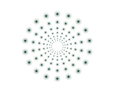 Dairesel Düzenleme Şekilleri Keskin Sarmal Desen Yeşil Renk Soyut Tasarım Vektör Resimlemesi