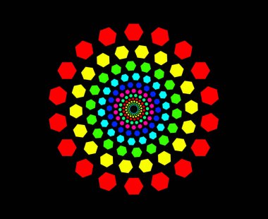 Spiral Geometrik Şablon Çok Renkli Soyut Tasarım Vektörü İllüstrasyonu