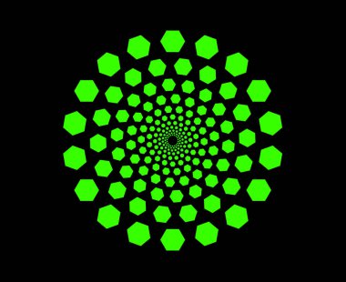 Spiral Geometrik Şablon Yeşil Renk Soyut Tasarım Vektörü İllüstrasyonu