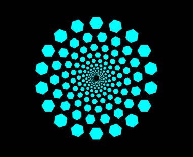 Spiral Geometrik Desen Cyan Renk Soyut Tasarım Vektörü İllüstrasyonu