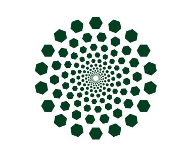 Spiral Geometrik Şablon Yeşil Renk Soyut Tasarım Vektörü İllüstrasyonu