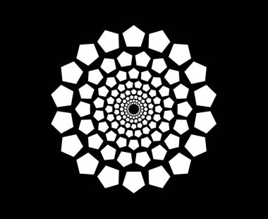 Soyut Geometrik Dairesel Desen Sarmal Siyah ve Beyaz Renk Tasarım Vektörü İllüstrasyonu